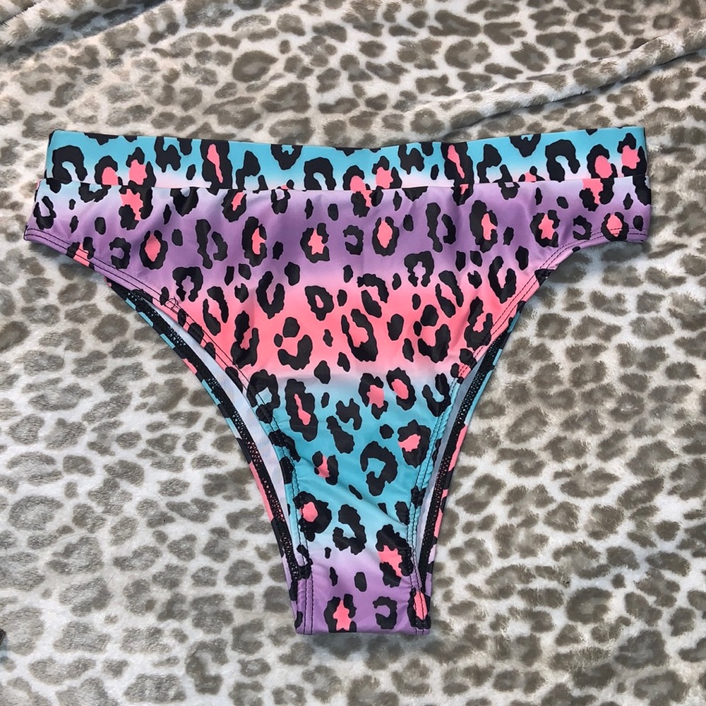 Rainbow leopard bikini bottoms